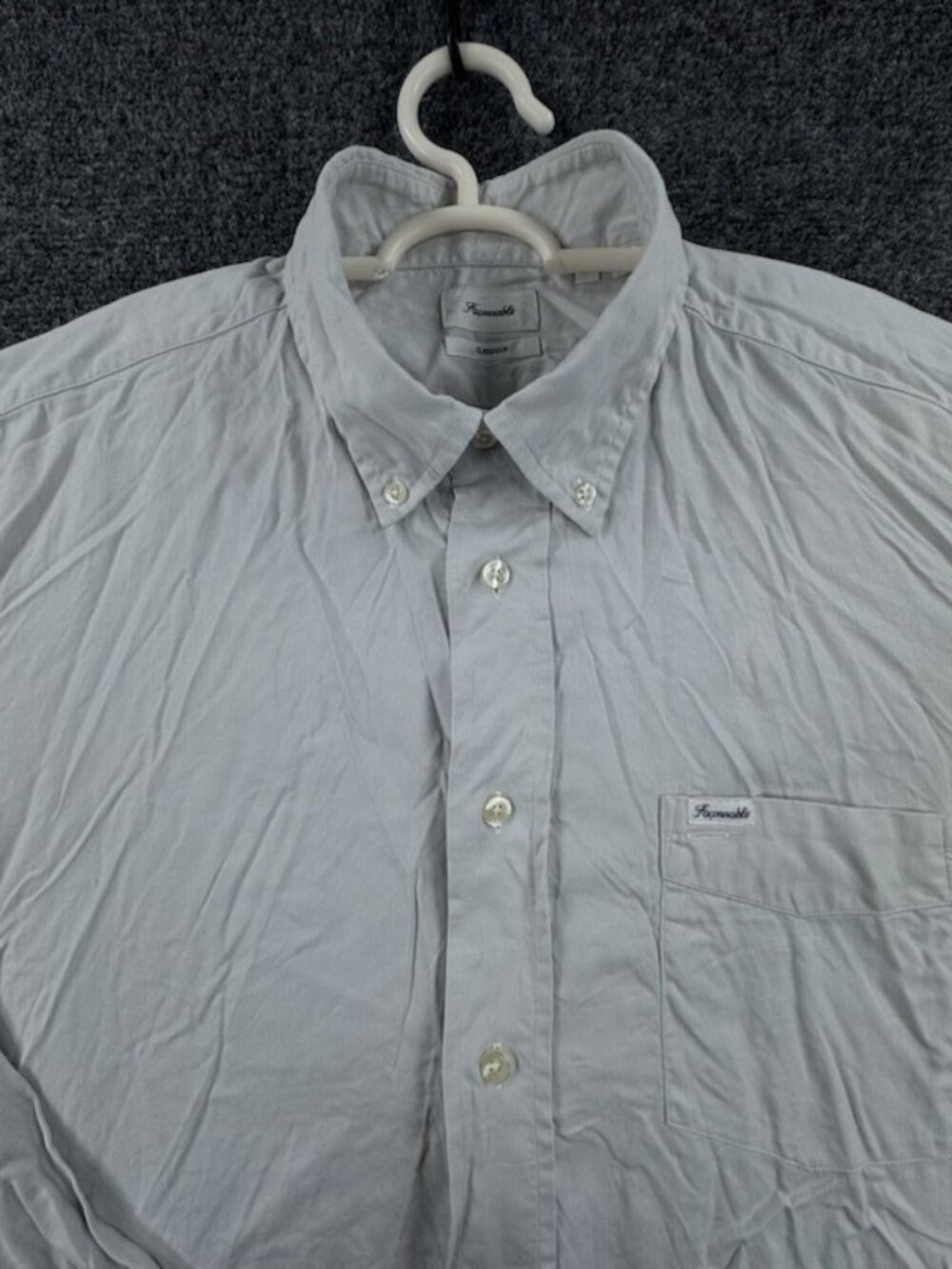 Faconnable Button-Down XL All Cotton Classique Blue Solid Mens Pocket Shirt